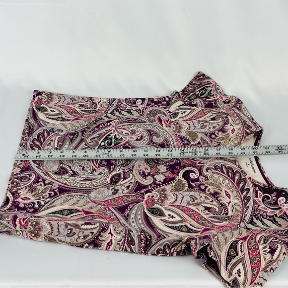 Croft & Barrow Classic Tee Paisley Print Purple, Pink, Black, and Taupe Size S - Picture 7 of 11
